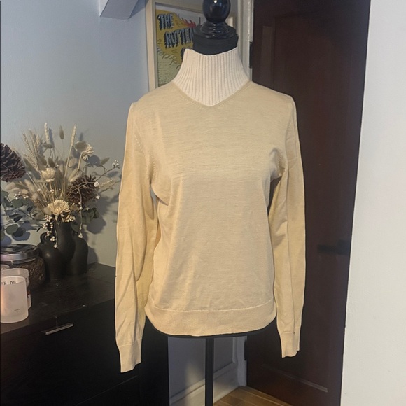 Rosetta Getty Cream Two Tone Turtleneck Sweater